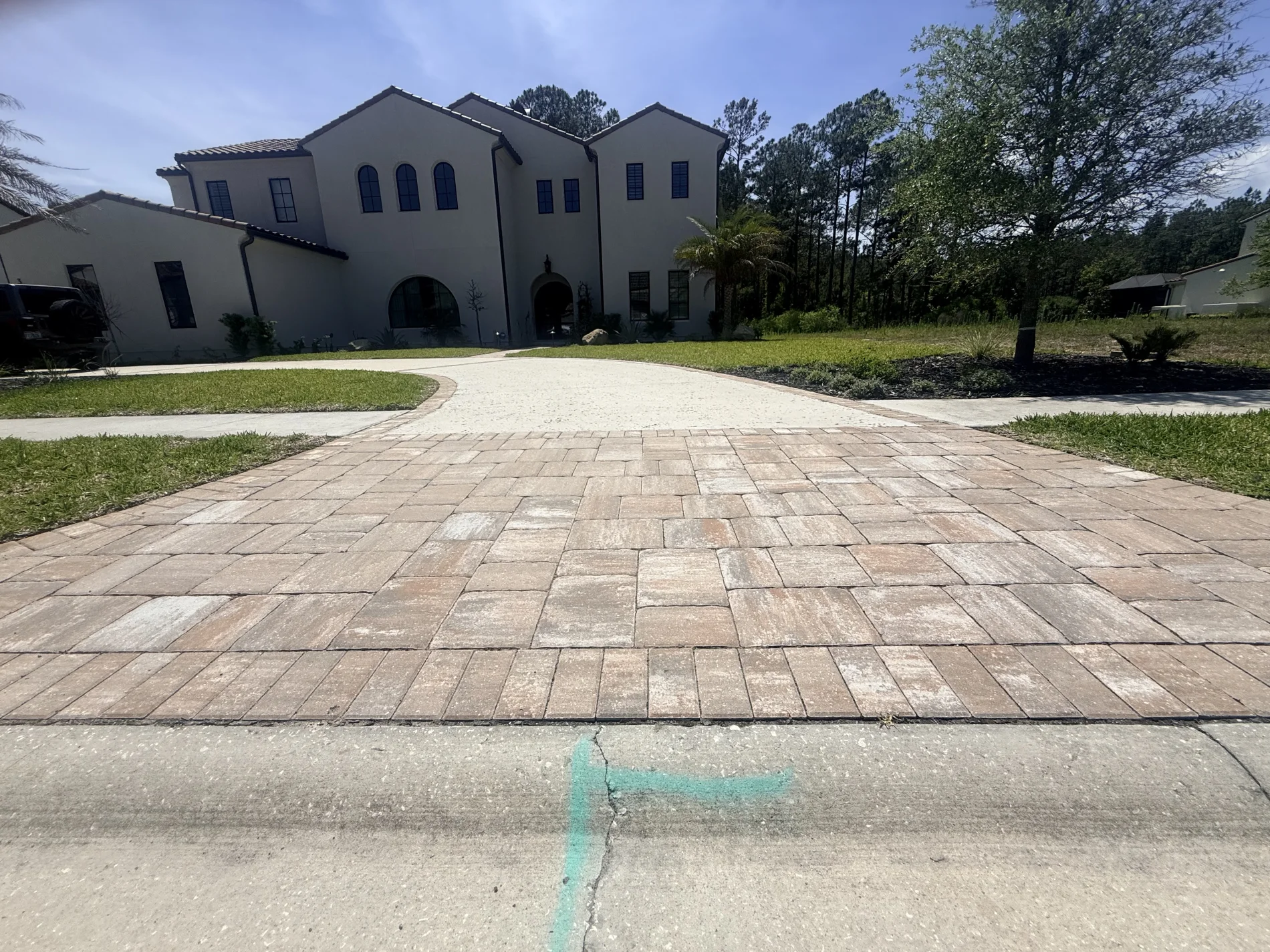Current driveway pavers before restoration